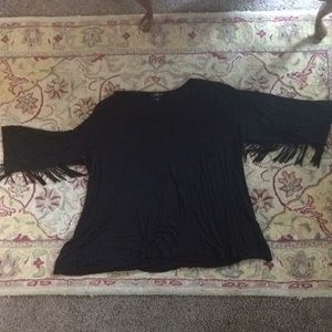 COPY - Midnight Velvet 3X black fringe blouse 🖤